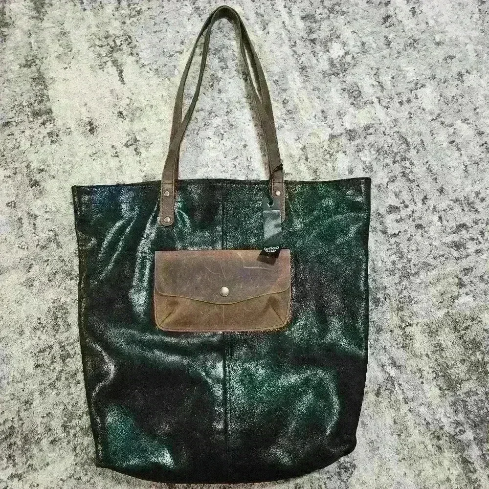 NWT LATICO NJ USA Wilkins Leather Tote Bag Black - Picture 2 of 7